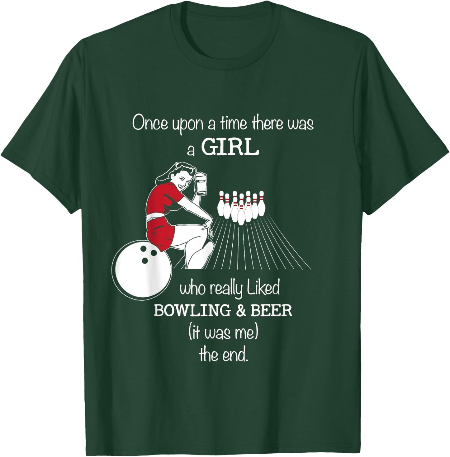 Girl Loves Bowling And Beer Bowling Gear & Girls T-Shirt - T-Shirt | Forest