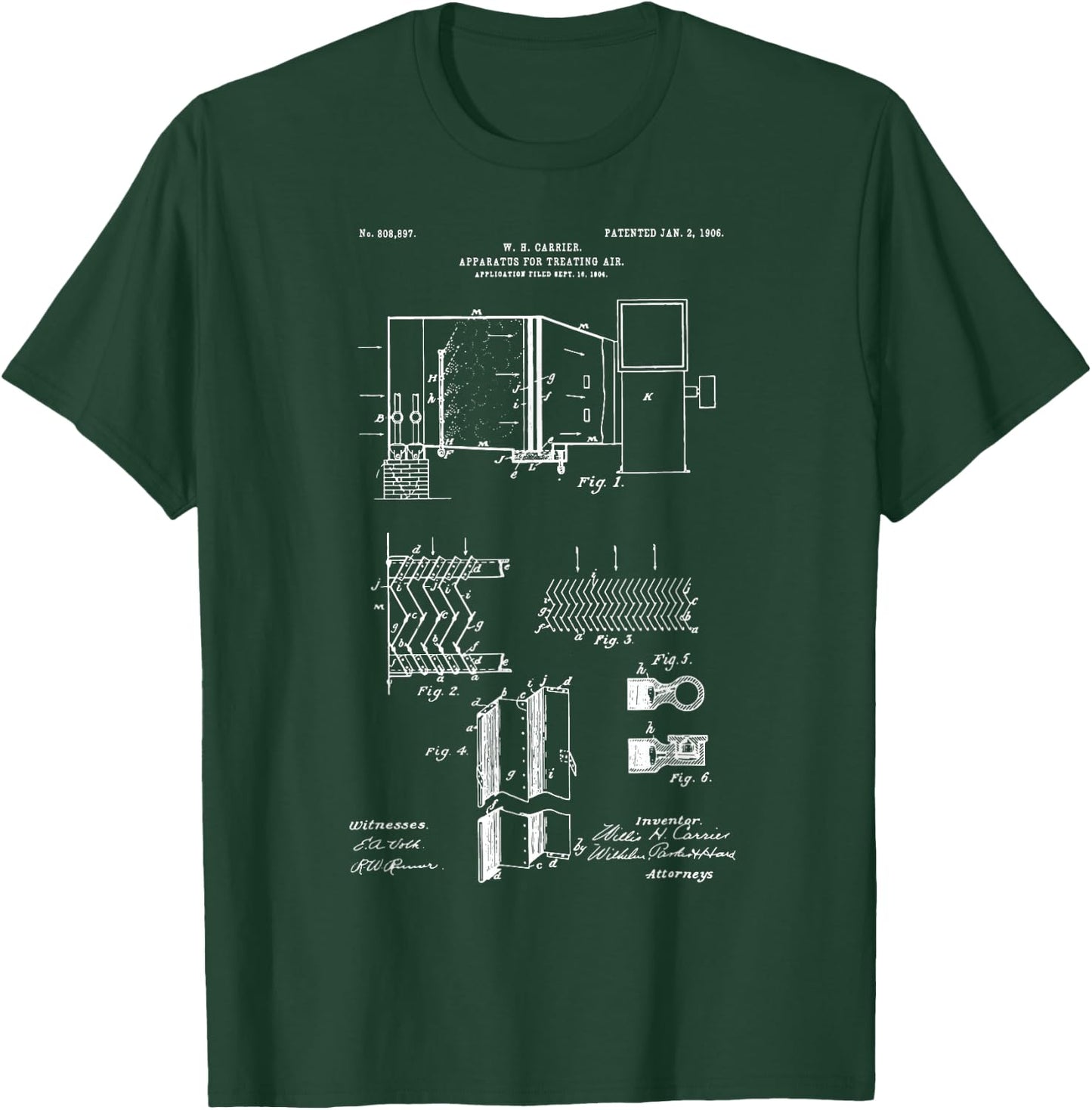 HVAC Technician Funny First Air Condition Patent Print T-Shirt - T-Shirt | Forest