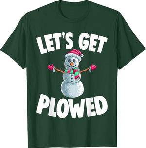 Christmas Snowman Let's Get Plowed Xmas T-Shirt - T-Shirt | Forest