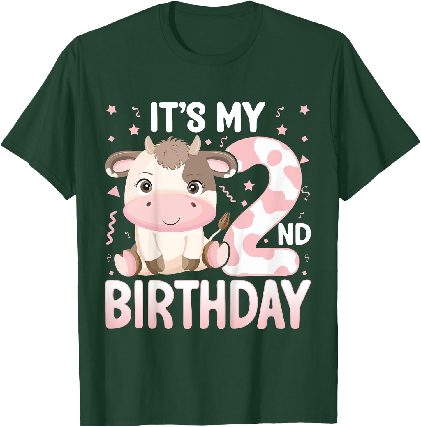 Kids It's My 2nd Birthday Cow - Cute Cow 2 Years Old Birthday T-Shirt - T-Shirt | Forest