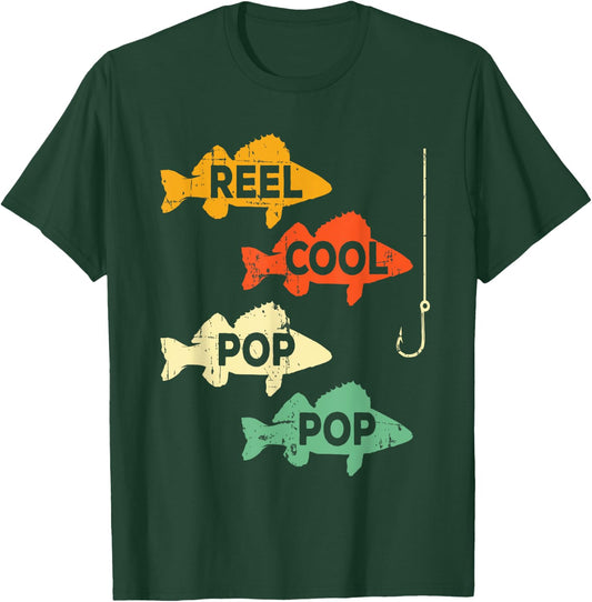 Reel Cool Pop Pop Fishing Pun Cool Poppop Walleye Fish Gift T-Shirt - T-Shirt | Forest