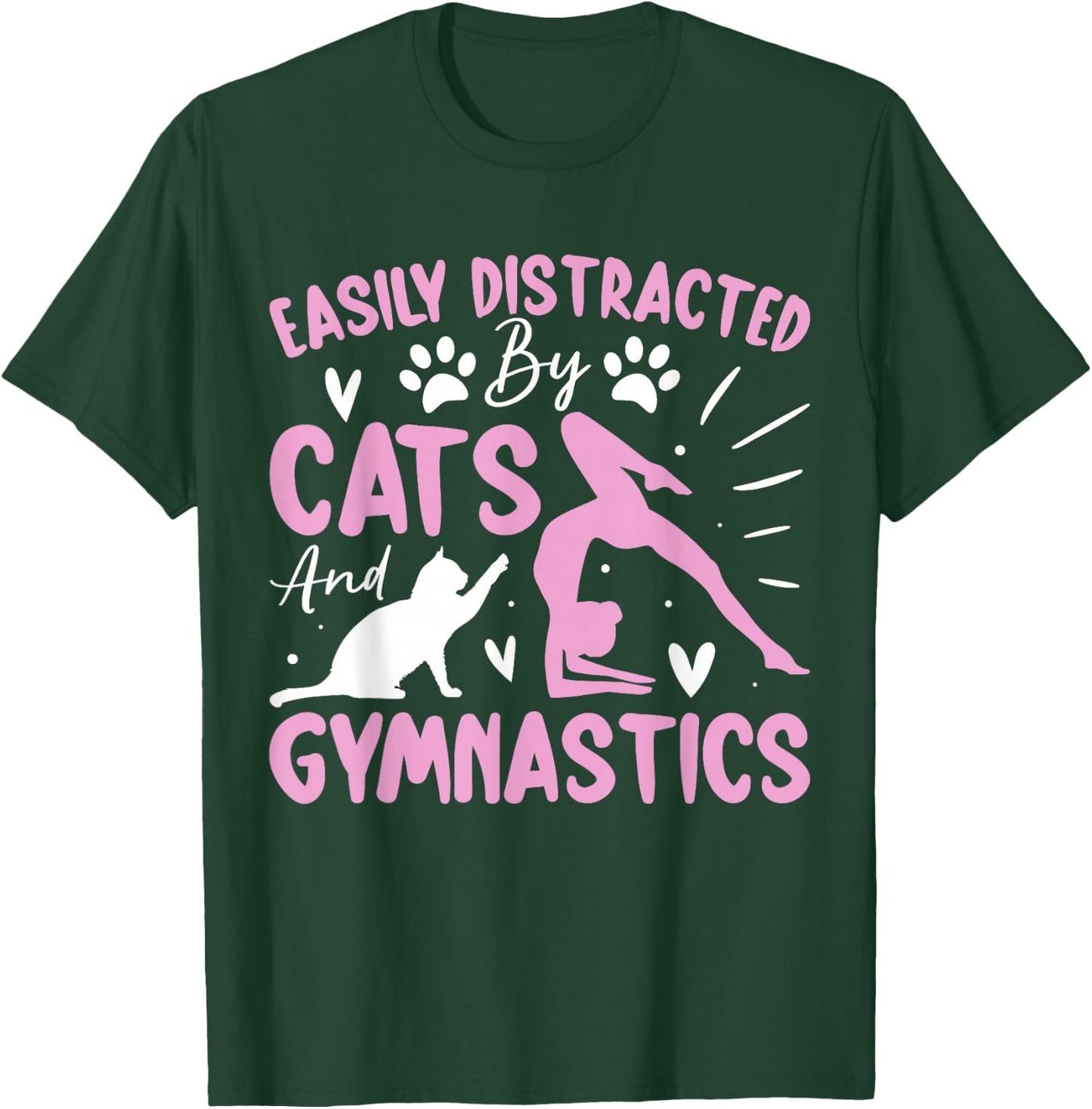 Easily Distracted By Funny Cartwheel Gymnastics Cats Lovers T-Shirt - T-Shirt | Forest