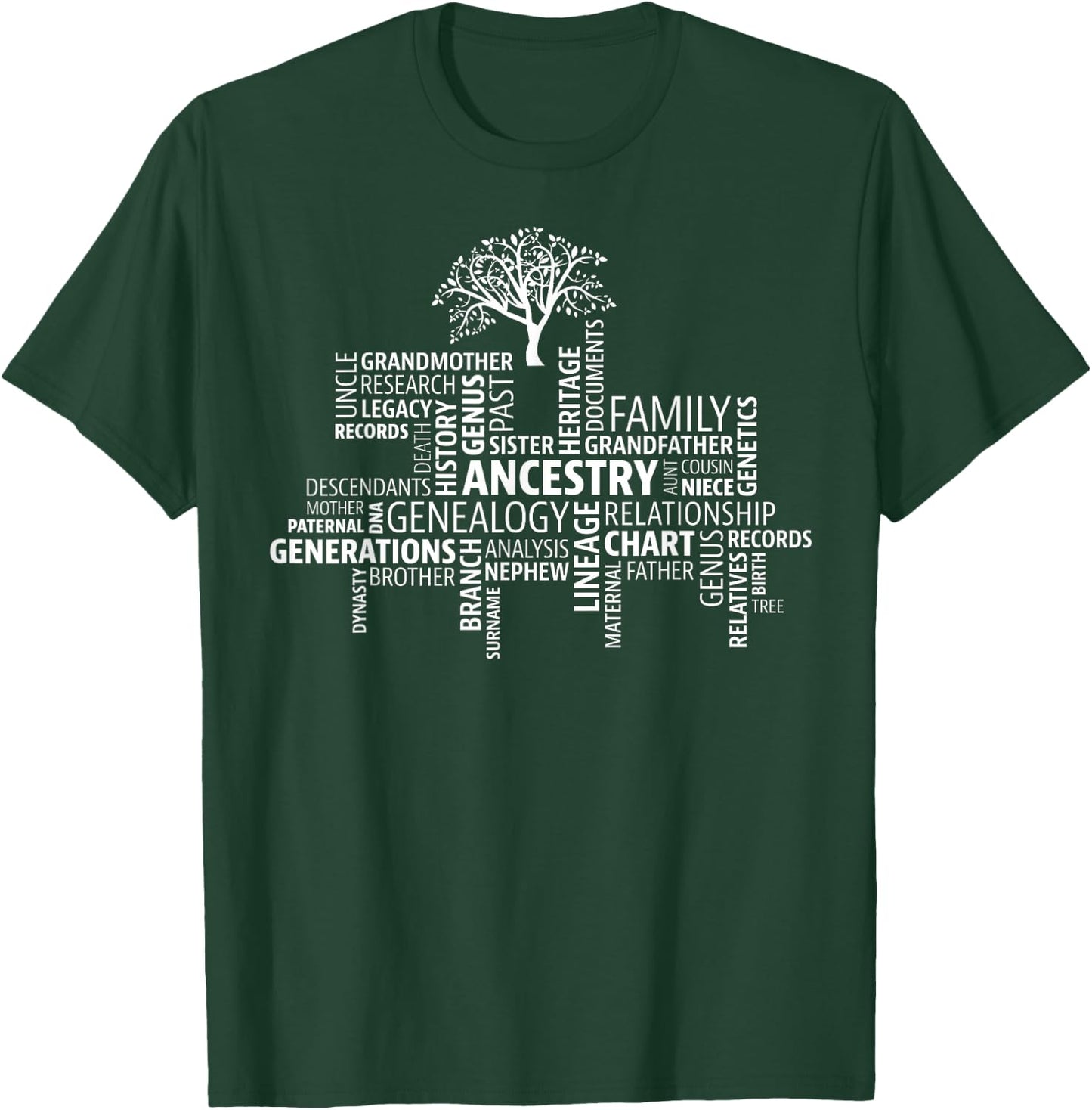Genealogy, Ancestry, Word Cloud Research your family T-Shirt - T-Shirt | Forest