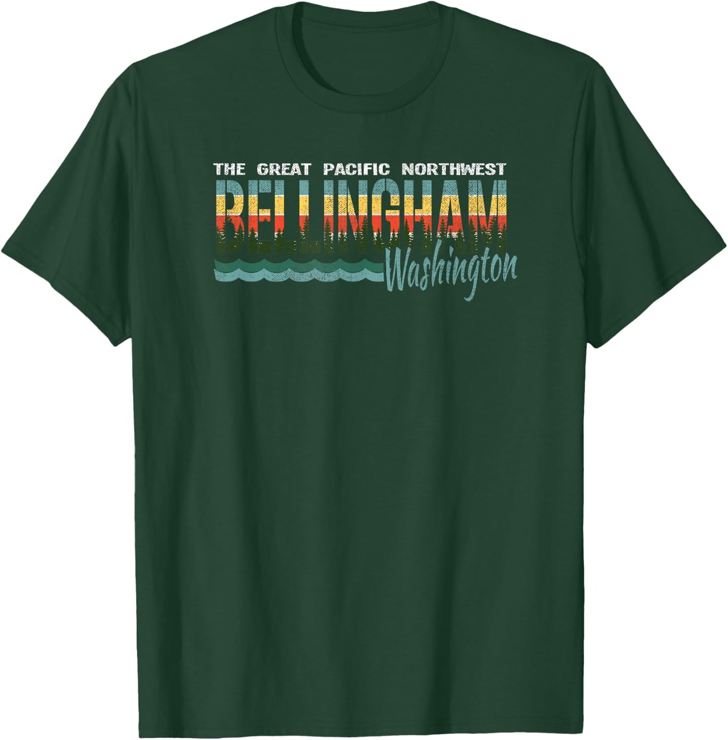 Distressed Retro Bellingham WA Pacific Northwest Shirt PNW T-Shirt - T-Shirt | Forest