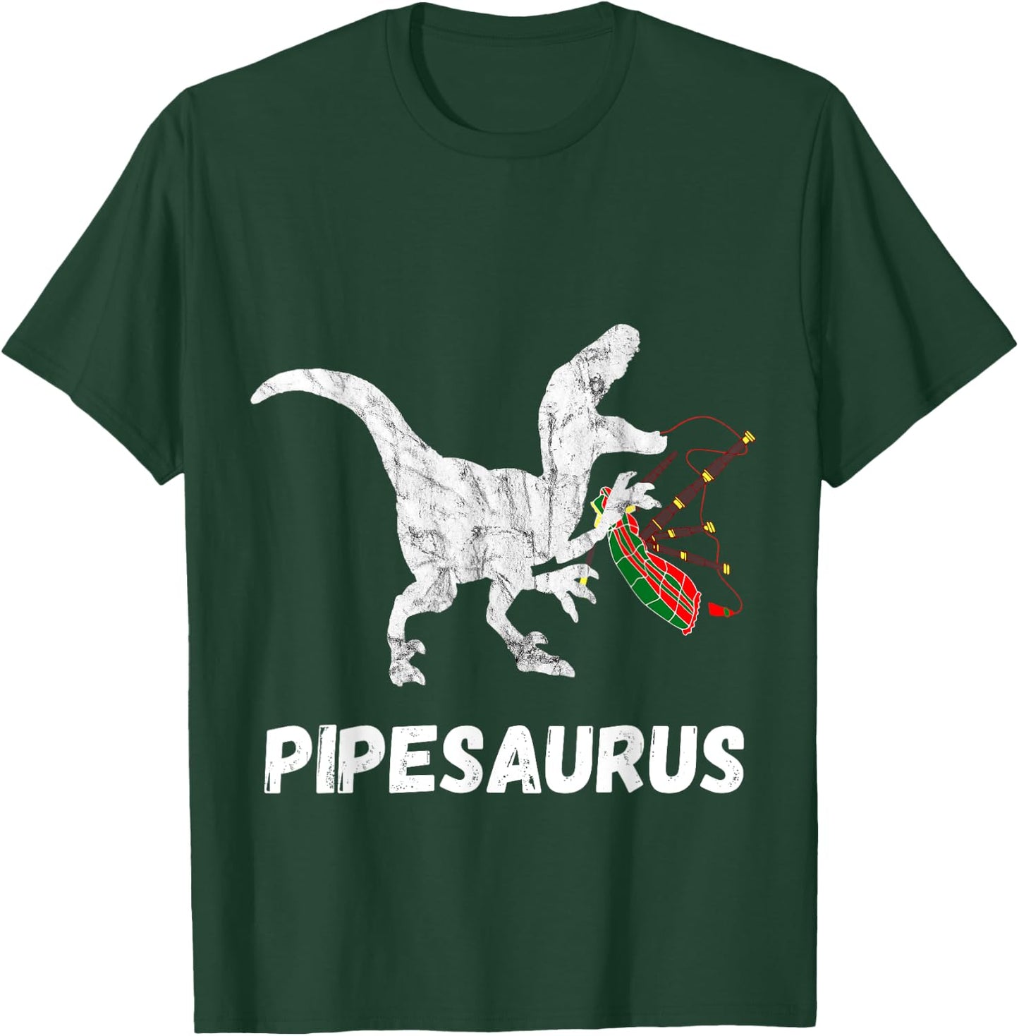 Bagpipe Saurus Irish Bagpiper Dinosaurs Bagpiping T-Shirt - T-Shirt | Forest