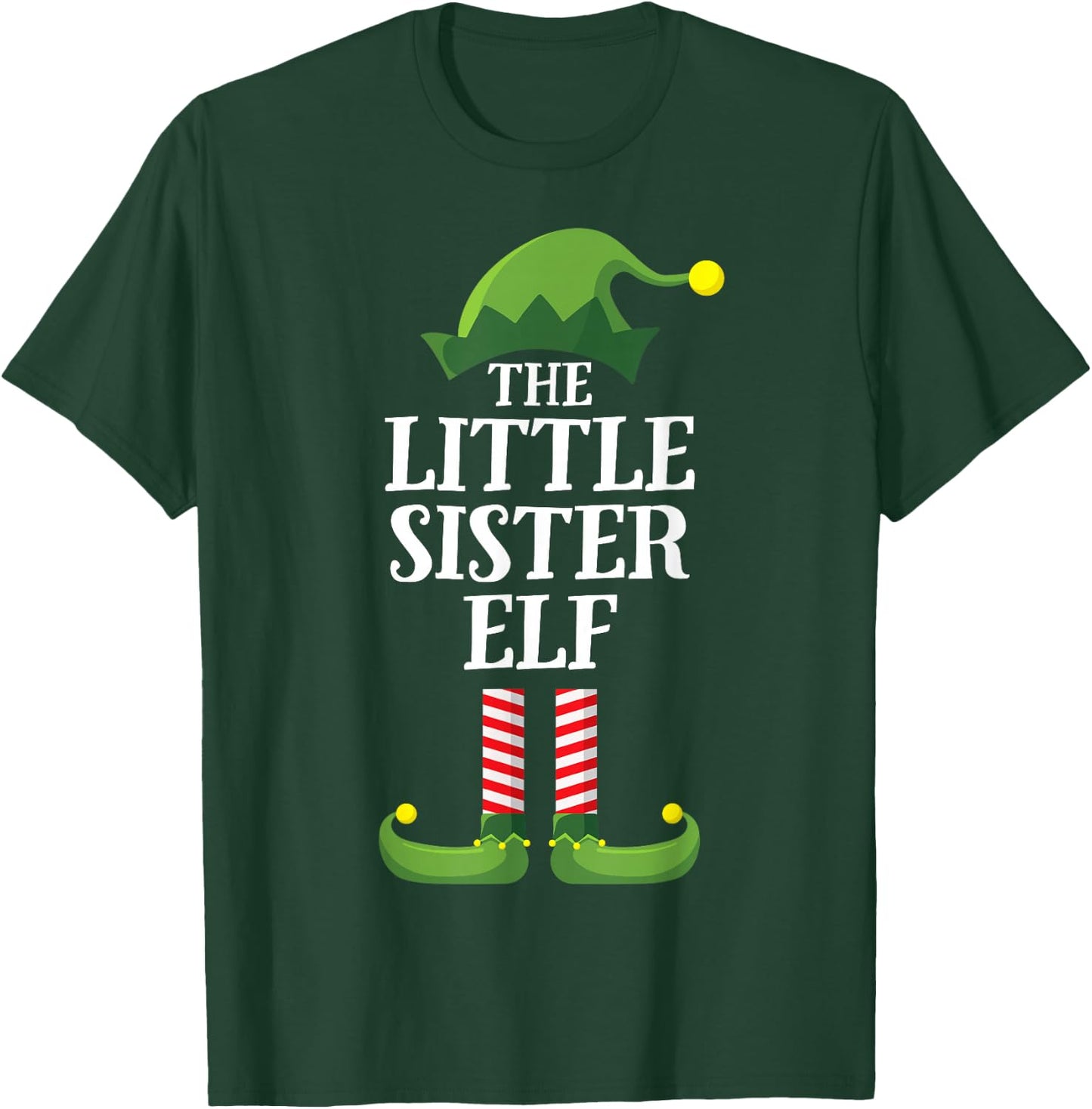 Little Sister Elf Matching Family Group Christmas Girls T-Shirt - T-Shirt | Forest