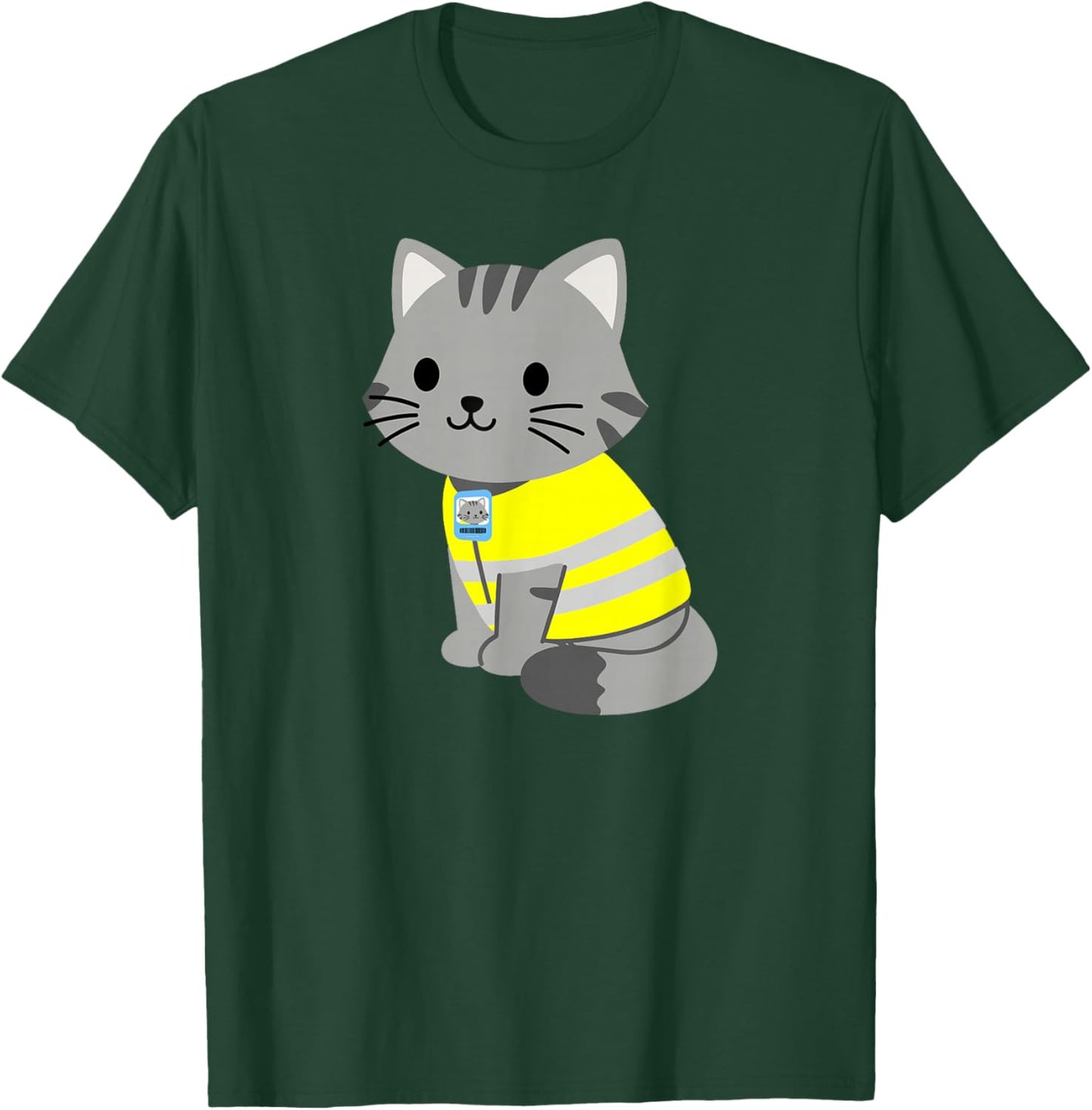 Coworker Swagazon Associate Kitten Wearing Safety Vest T-Shirt - T-Shirt | Forest