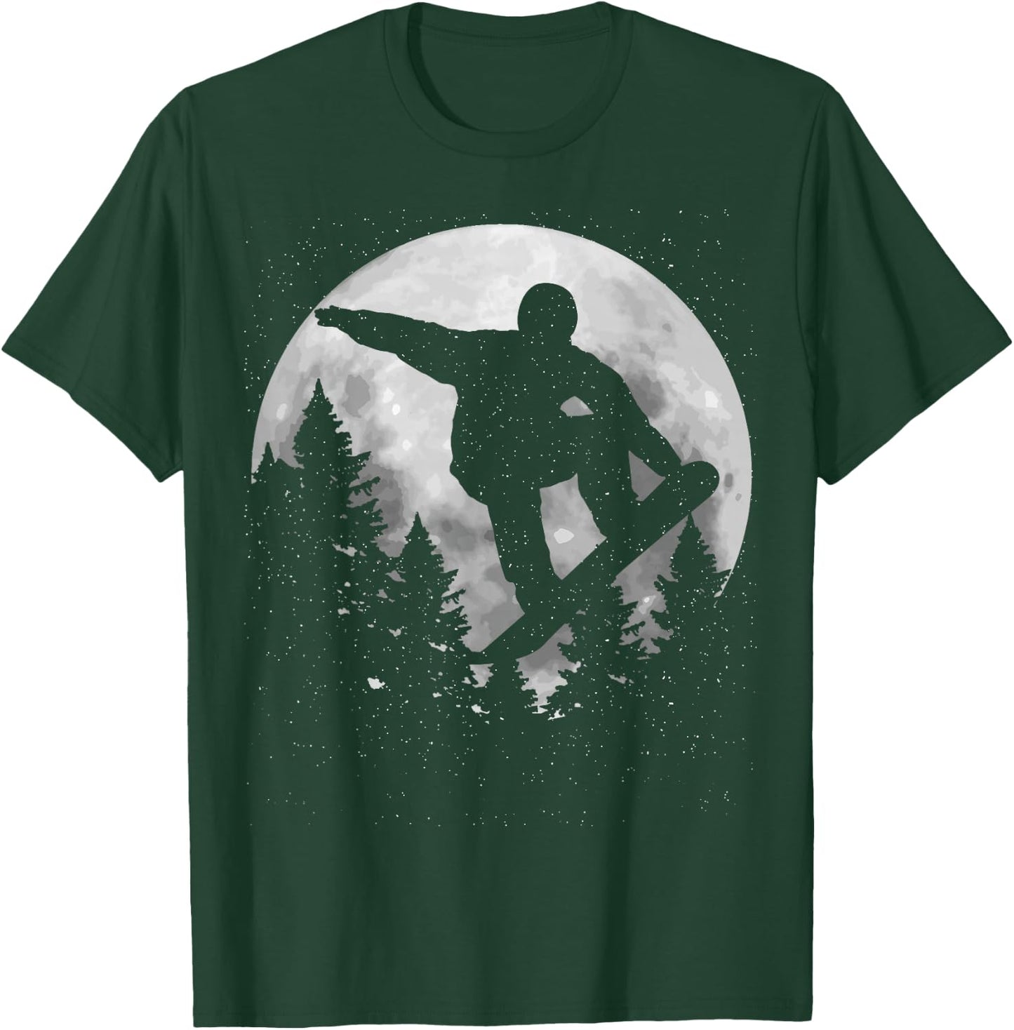 Snowboard Moon Snowboarding Winter Sports Snowboarder Gift T-Shirt - T-Shirt | Forest