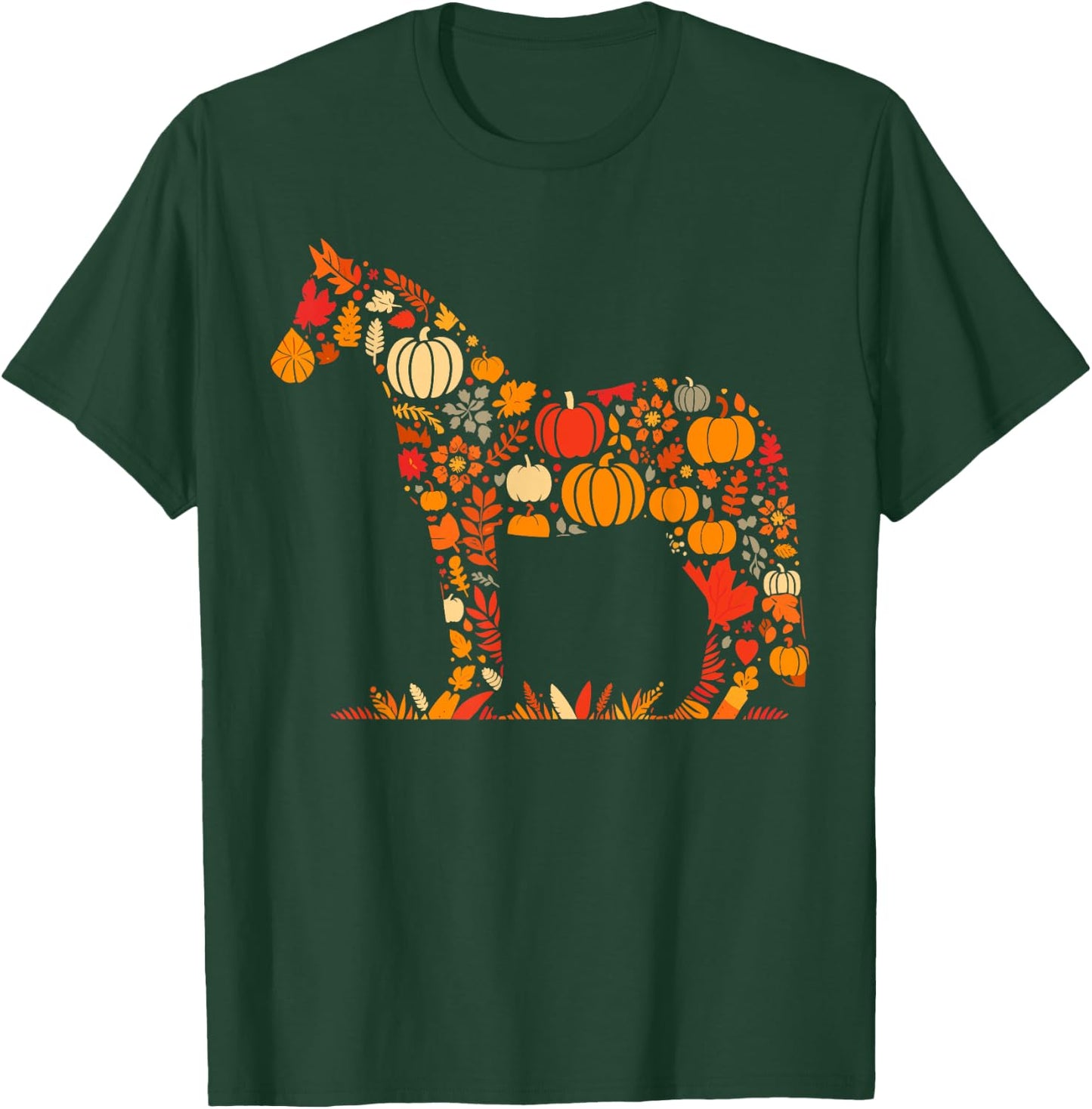 Autumn Pumpkin Fall Horse Thanksgiving Kids T-Shirt - T-Shirt | Forest