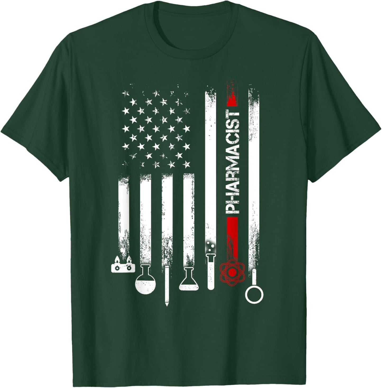 American Flag with Pharmacist men father T-Shirt - T-Shirt | Forest