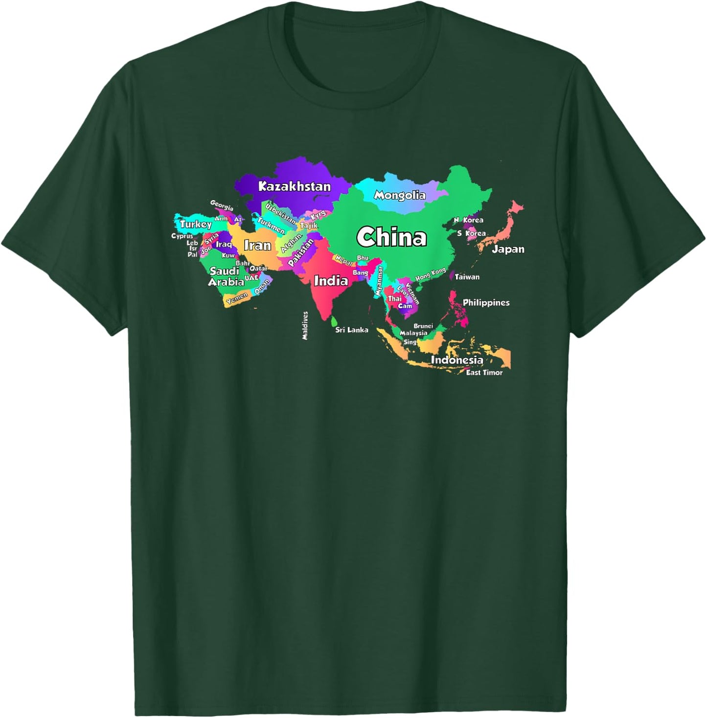 Political map of Asia borders and country names T-Shirt - T-Shirt | Forest