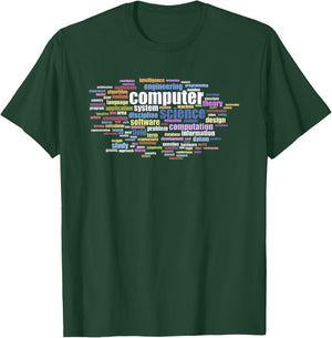 Computer Science Word Cloud of Key Terms Colored T-Shirt - T-Shirt | Forest