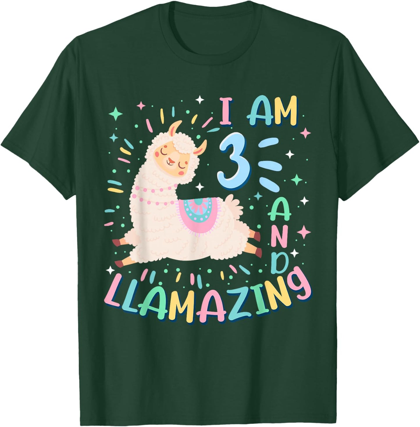 3rd Birthday I Am 3 Years Old And Llamazing Llama Girl Teens T-Shirt - T-Shirt | Forest