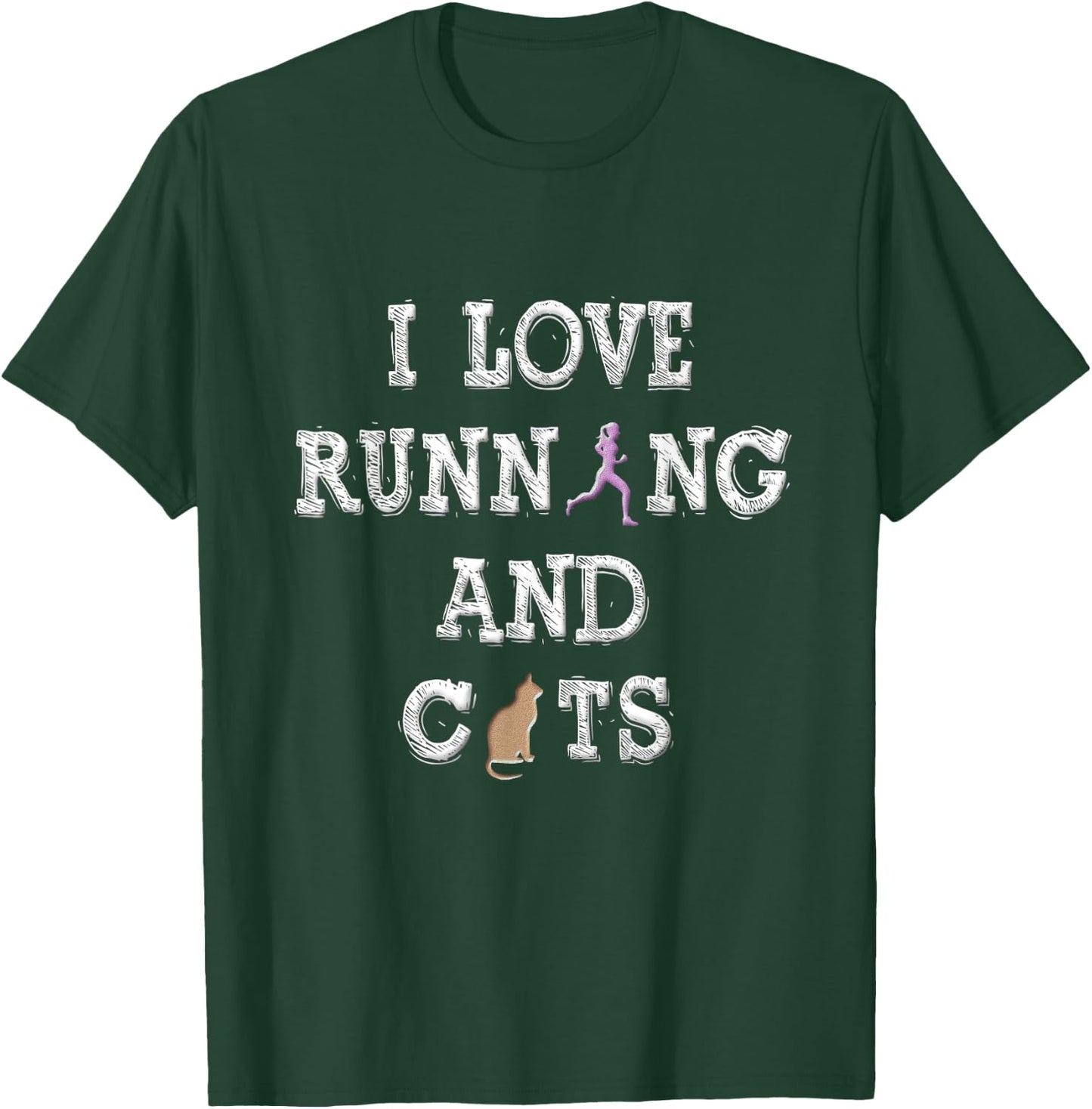 I Love Running Shirt Cat Lover Gifts Women Runner Shirts T-Shirt - T-Shirt | Forest