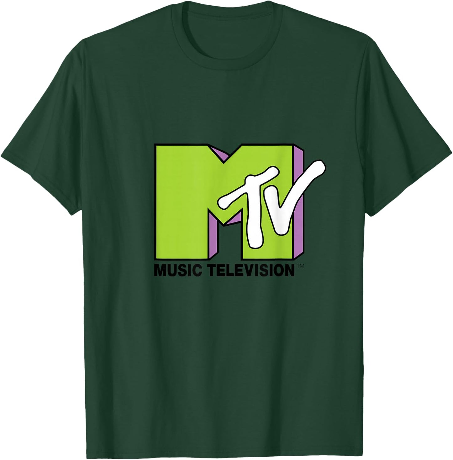 Lime Green and Purple MTV Logo Fill Treatment Small T-Shirt - T-Shirt | Forest