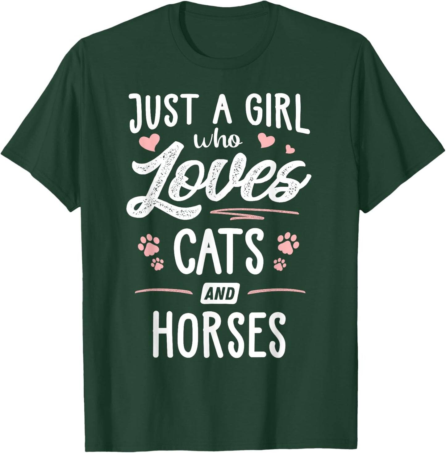 Just A Girl Who Loves Cats And Horses Gift Cat Lover T-Shirt - T-Shirt | Forest