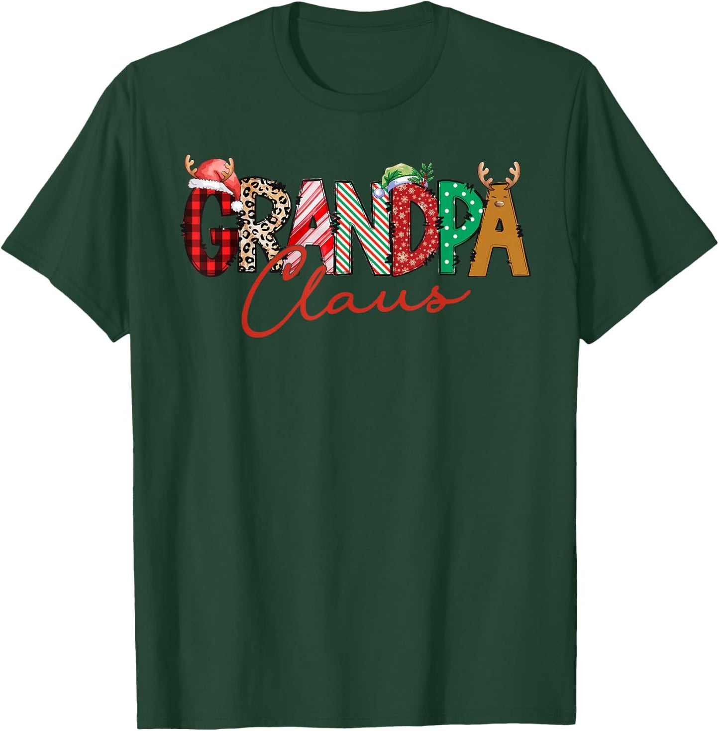 Christmas Grandpa Coquette Bow Grandpa Claus Christmas Tree T-Shirt - T-Shirt | Forest