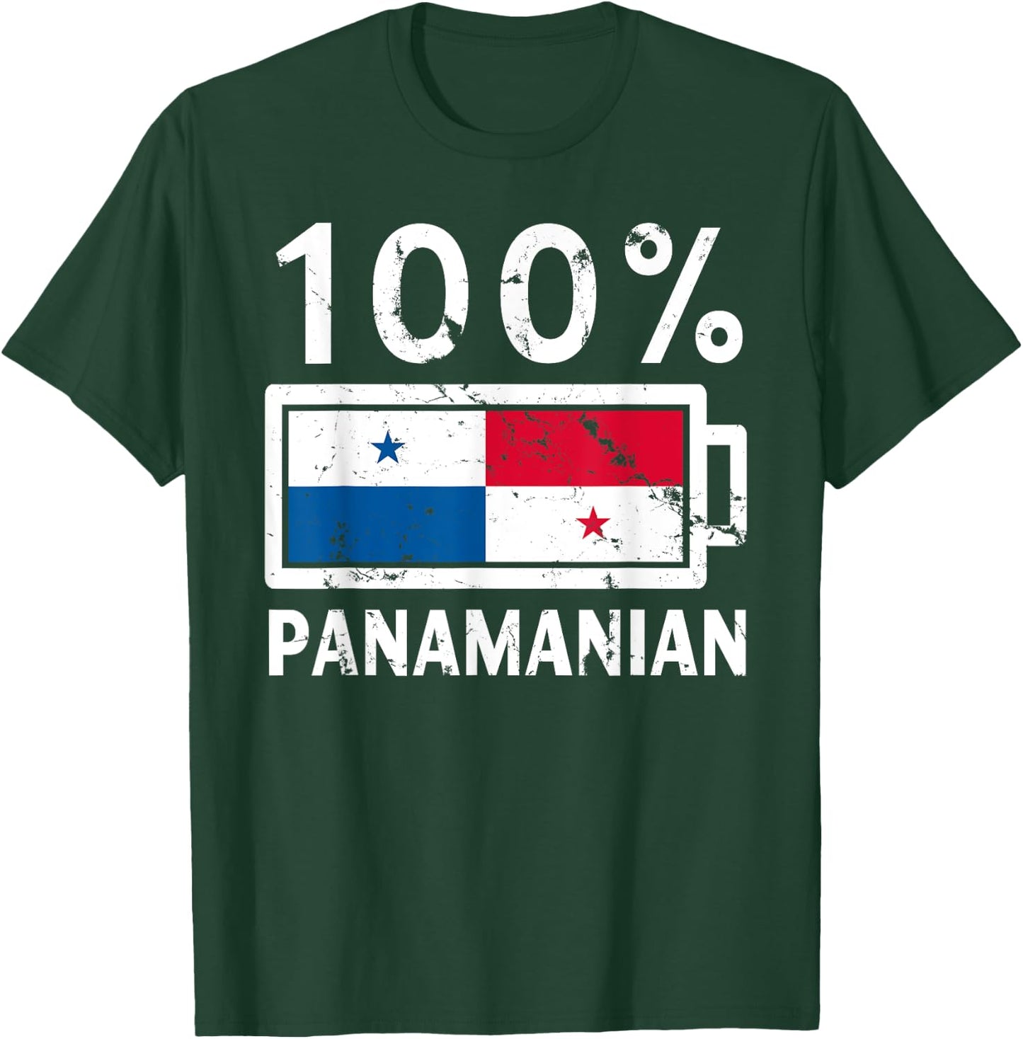 Panama Flag | 100% Panamanian Battery Power T-Shirt - T-Shirt | Forest
