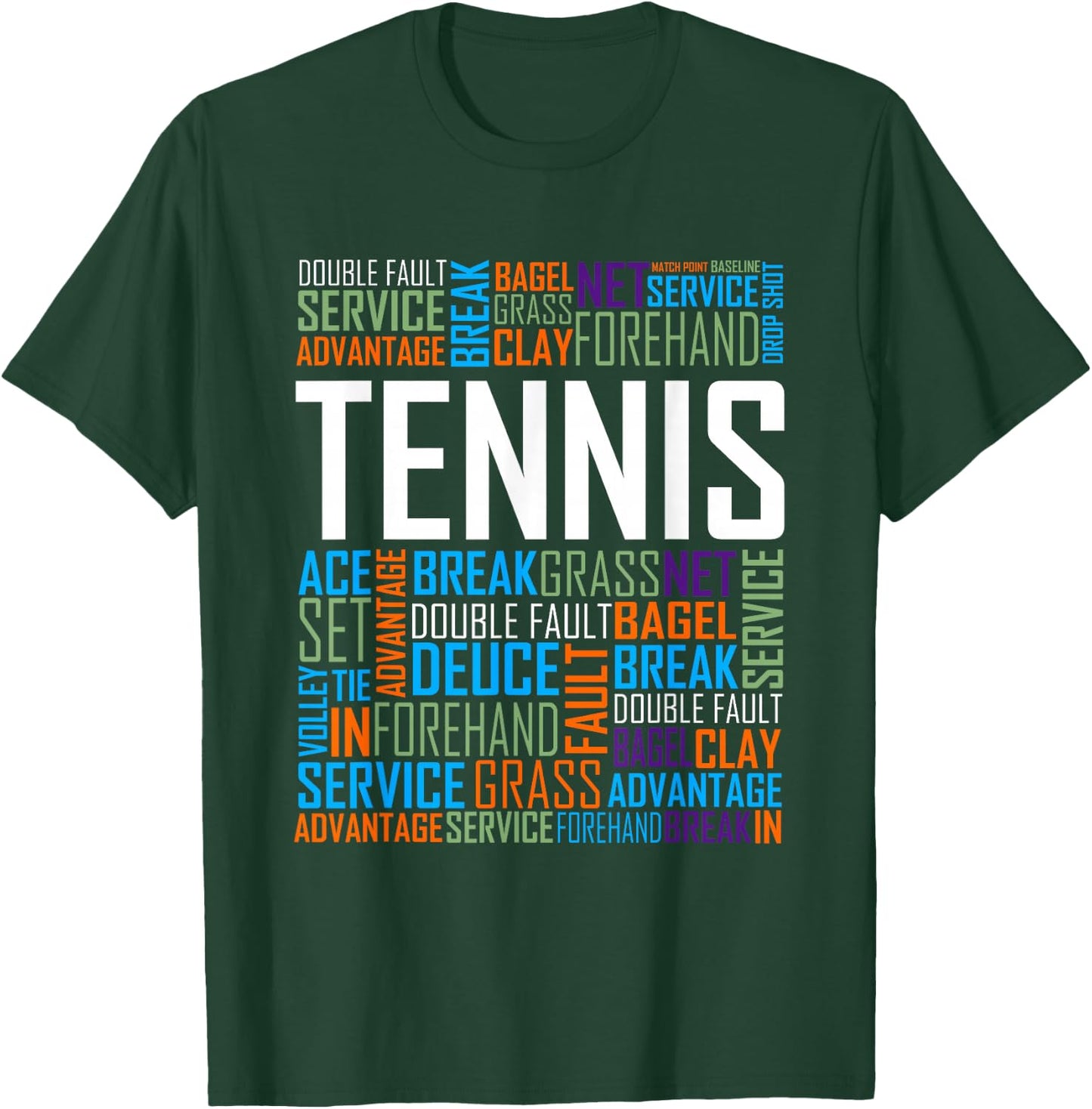 Tennis Lover Words T Shirt Gift Players and Coaches T-Shirt - T-Shirt | Forest