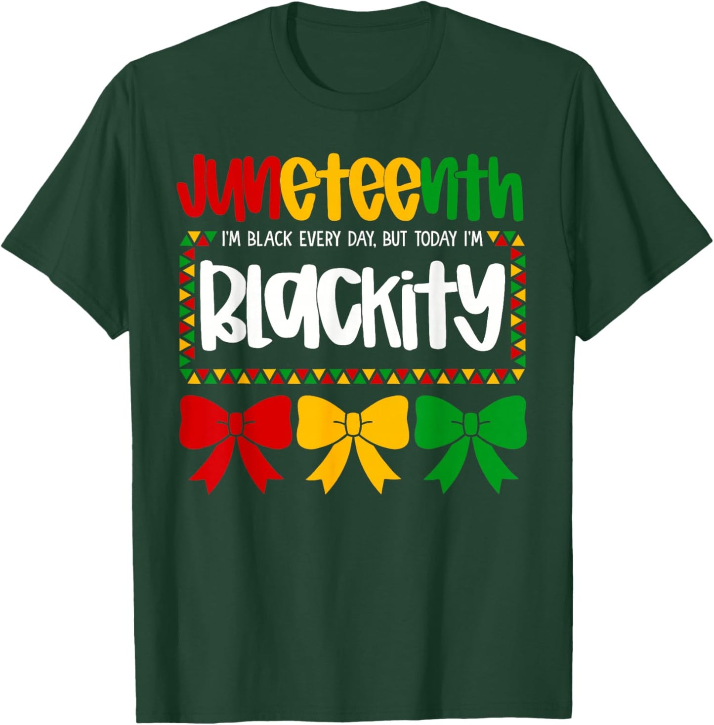 Juneteenth 1865 Blackity Coquette Bow African Women Girls T-Shirt - T-Shirt | Forest