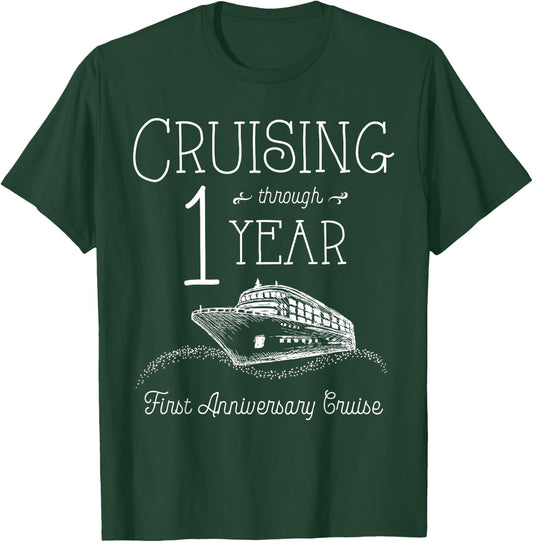 1st Anniversary Cruise T Shirt His and Hers Matching Couple T-Shirt - T-Shirt | Forest