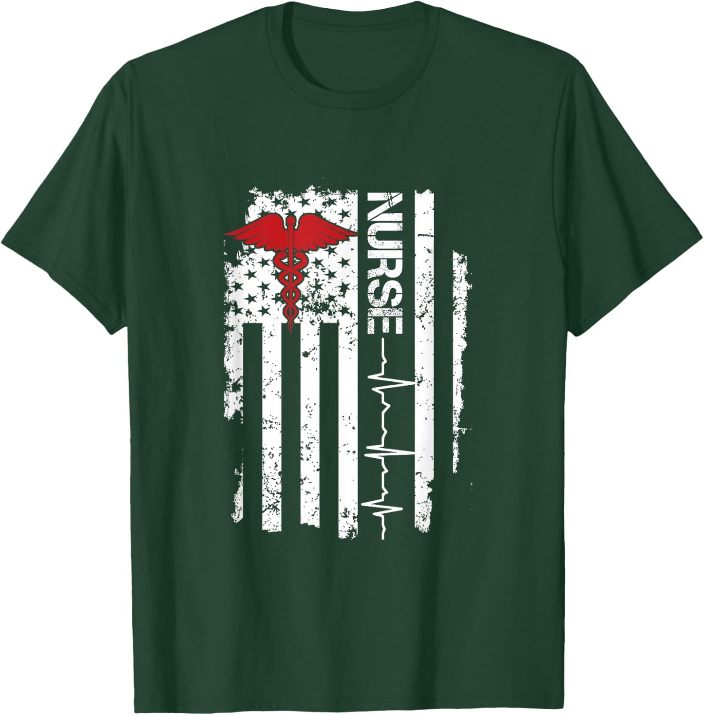 Pulse Nurse Paramedic United States Nurse Medic T-Shirt - T-Shirt | Forest