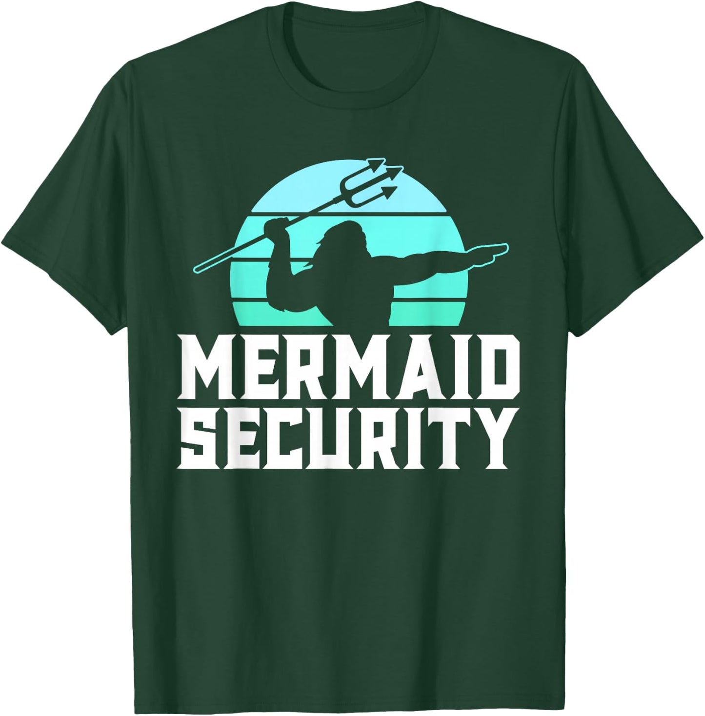 Mermaid Security Vintage Water Polo Shirts Men Swim Gift T-Shirt - T-Shirt | Forest