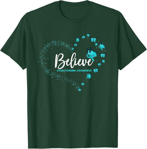 Dysautonomia Awareness Butterfly Believe T-Shirt - T-Shirt | Forest