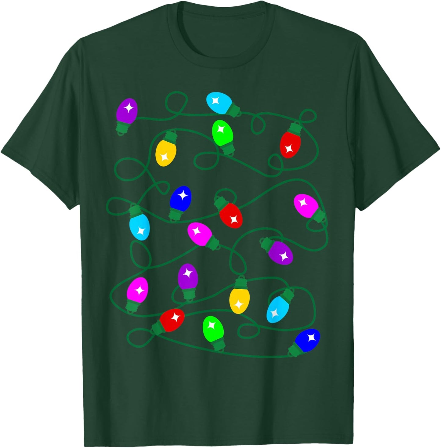 My Favorite Color is Christmas Lights Funny Pajama Xmas T-Shirt - T-Shirt | Forest