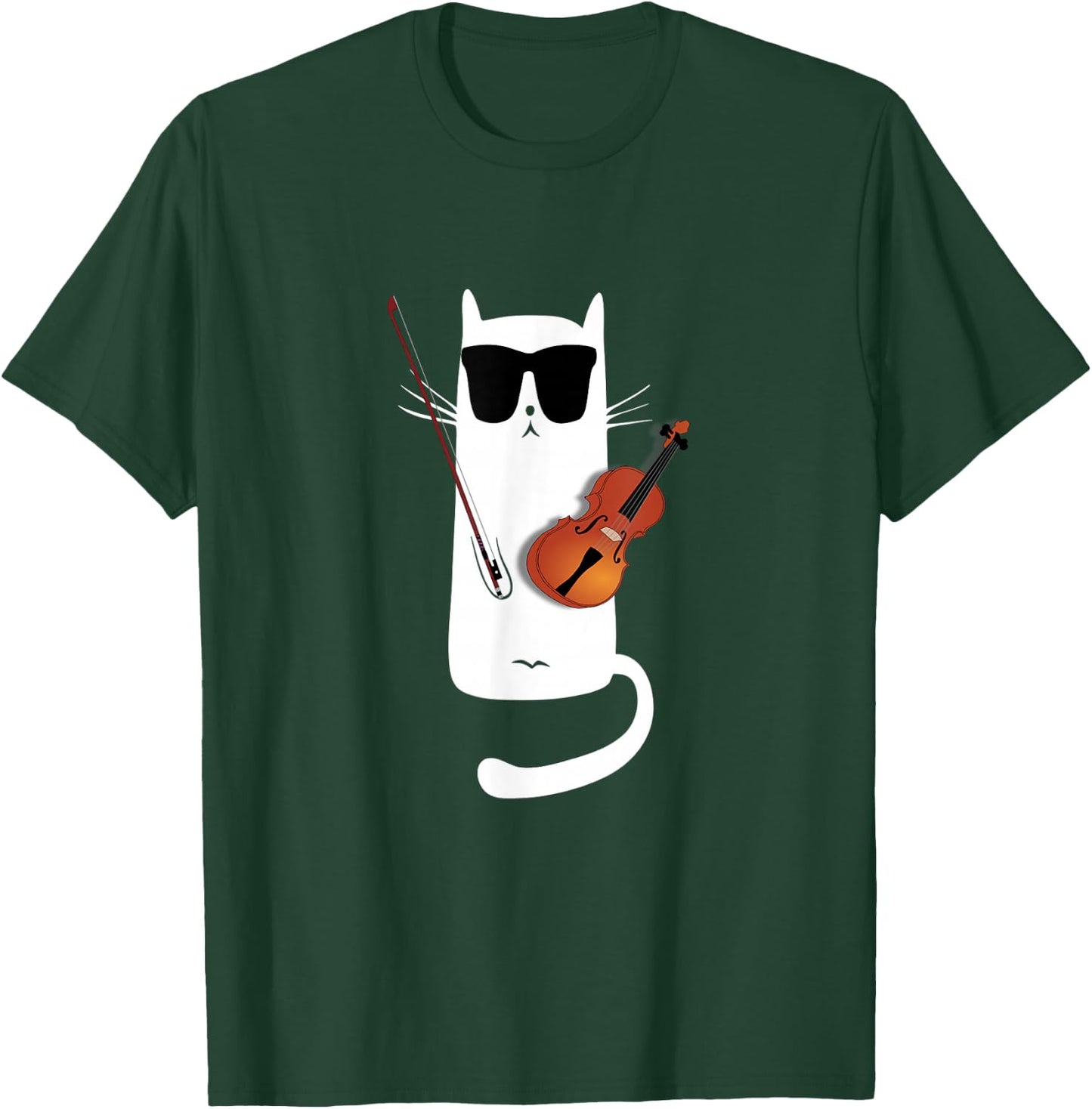 Funny Cat Wearing Sunglasses Playing Violin T-Shirt - T-Shirt | Forest
