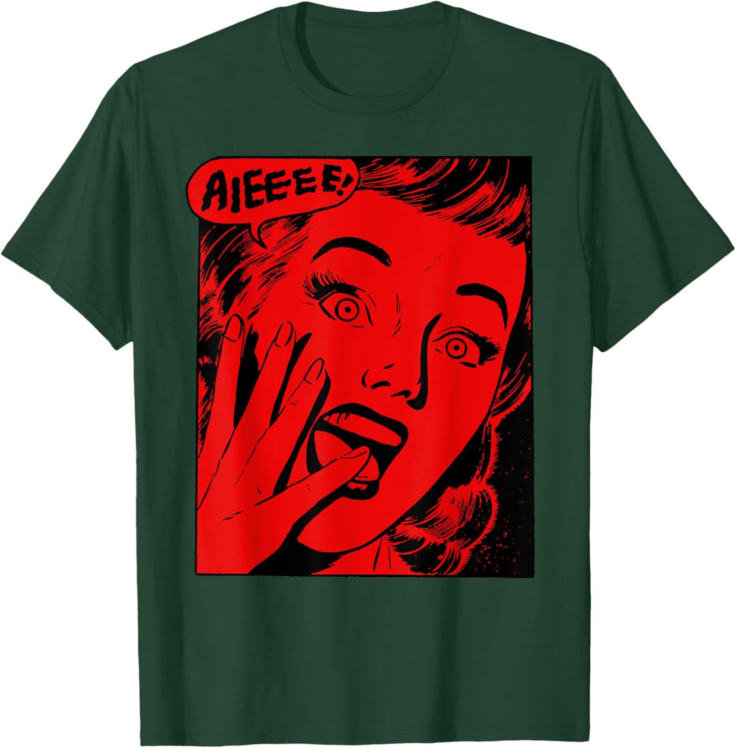 Retro Creepy Halloween Scream Horror Girl Screaming For Life T-Shirt - T-Shirt | Forest