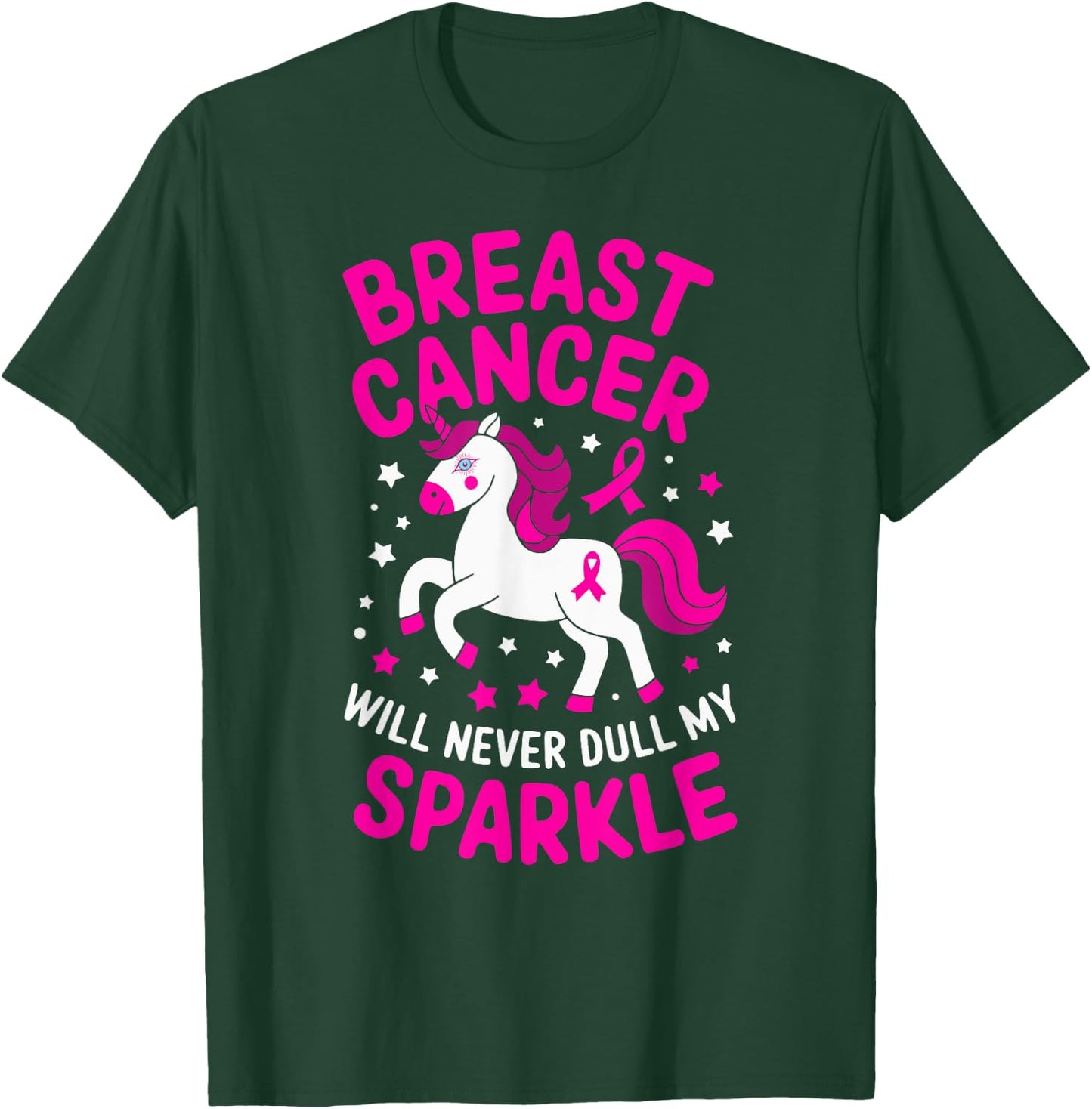 Support Breast Cancer Awareness Sparkle T-Shirt - T-Shirt | Forest