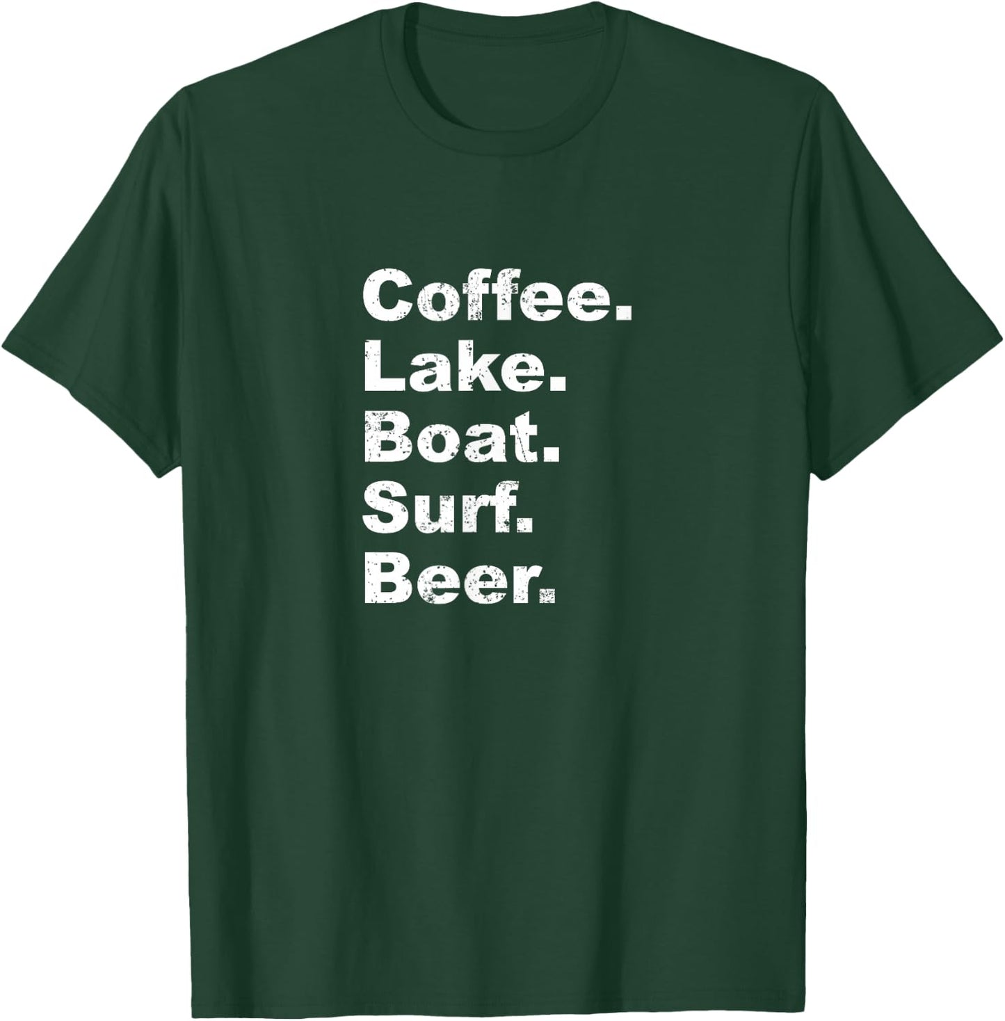 Wake Surf Wakesurfing Shirt Coffee Lake Boat Surf Beer T-Shirt - T-Shirt | Forest