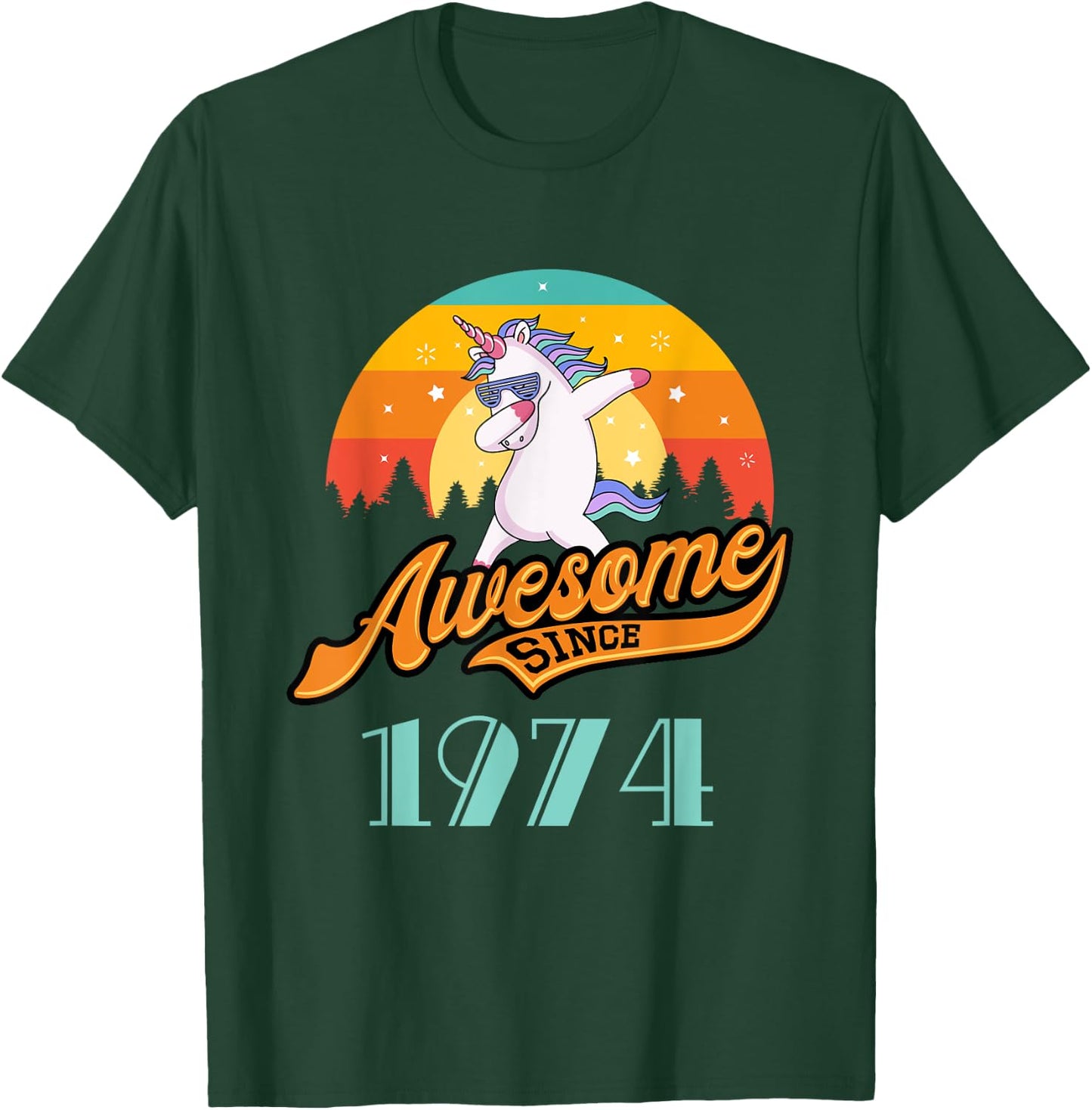 Awesome since 1974 - Year of Birth & Birthday Gift T-Shirt - T-Shirt | Forest