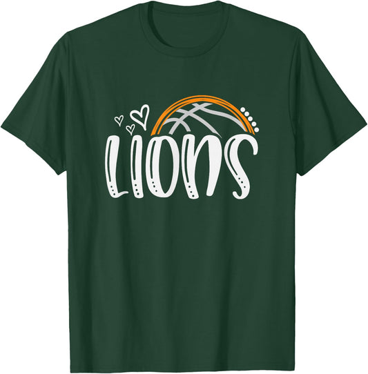 Basketball Lions School Sports Fan Team Spirit T-Shirt - T-Shirt | Forest