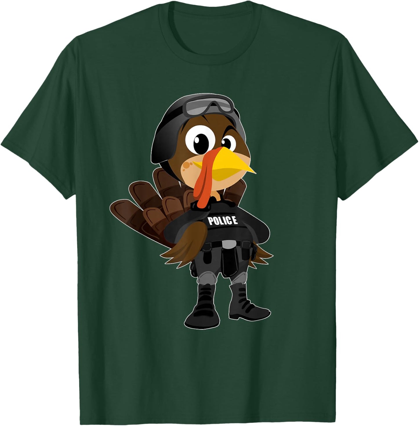 Cute Police Turkey Funny Thanksgiving Shirt T-Shirt - T-Shirt | Forest