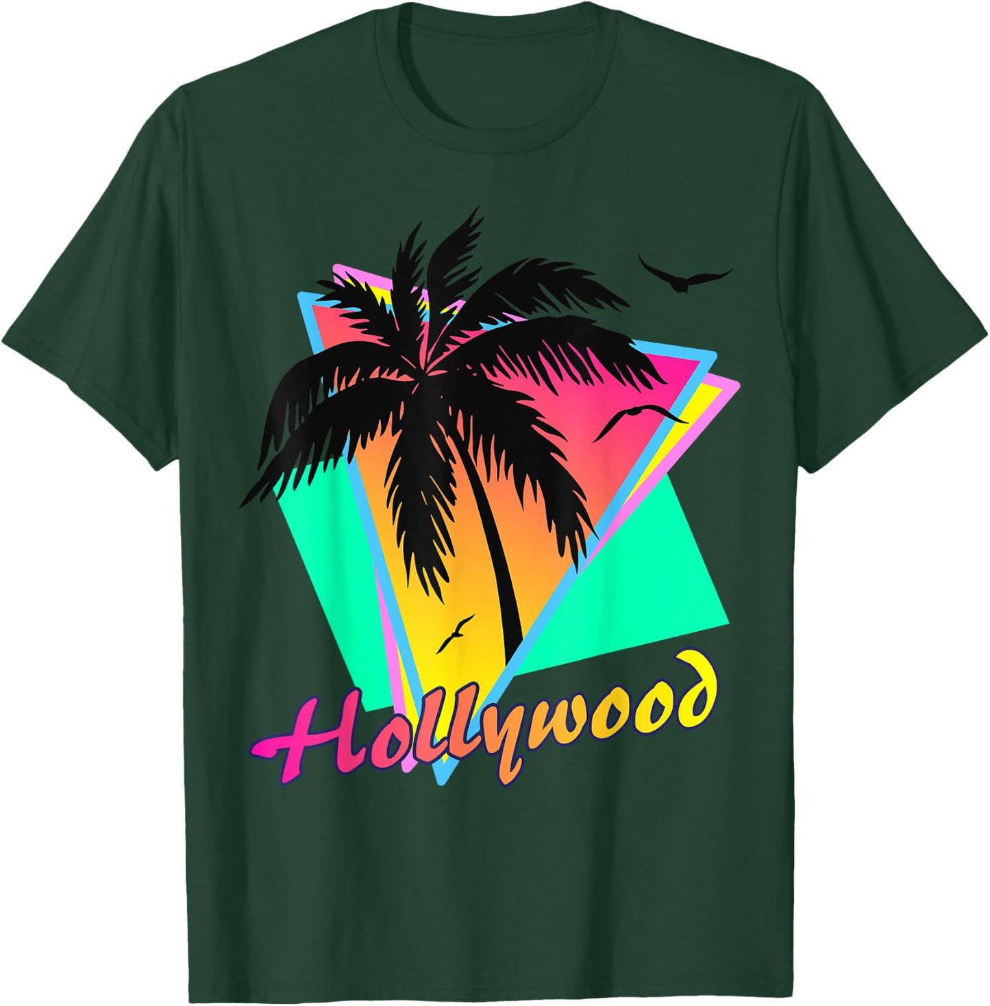 Hollywood 80s Tropical Summer Beach Palm Tree Sunset Women Girls Kids T-Shirt - T-Shirt | Forest