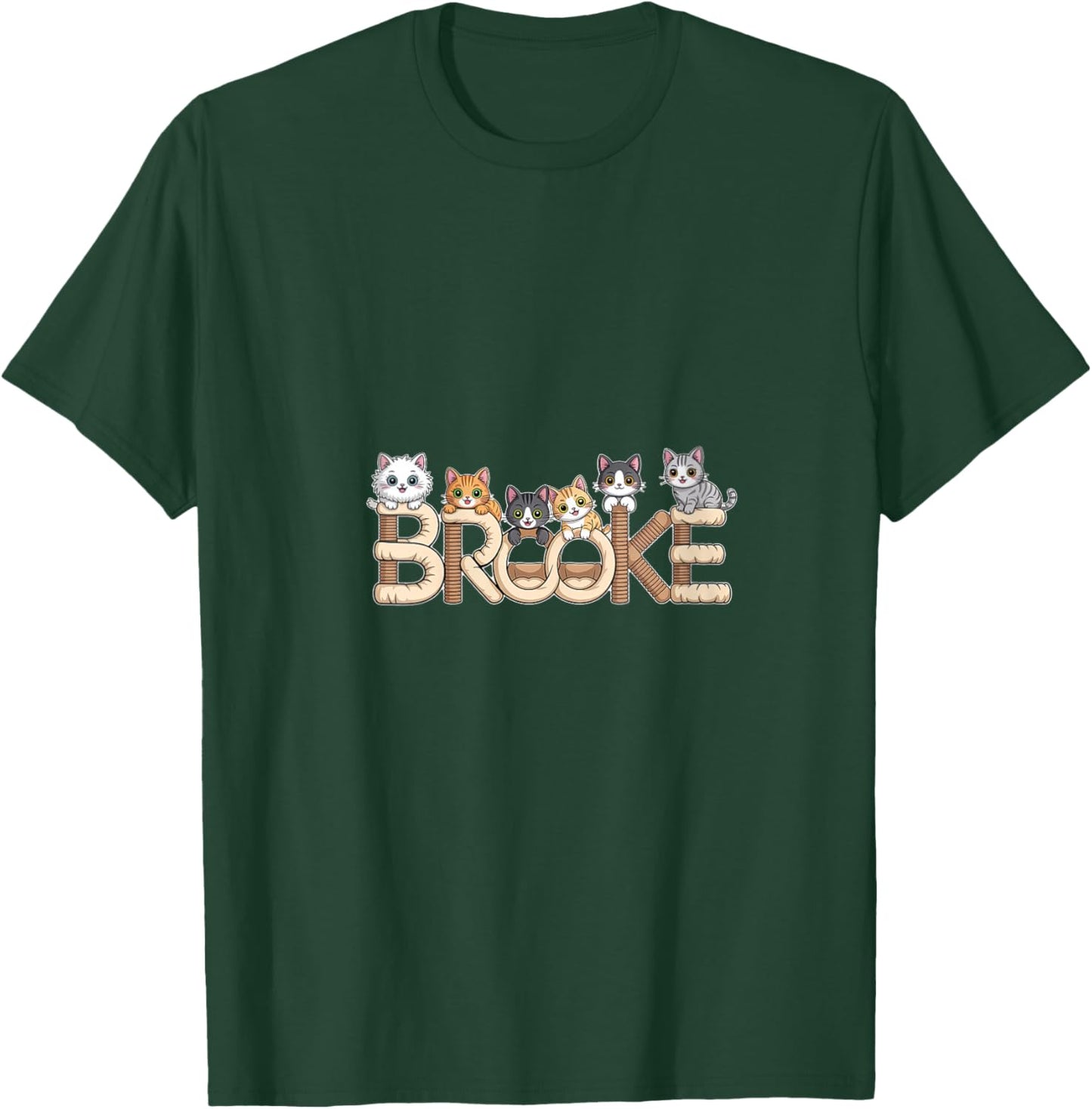 Brooke Cat Trees - Personalized Cute Name Word Art V-Neck T-Shirt - T-Shirt | Forest