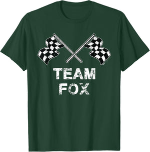 Vintage Team Fox Family Name Checked Flag Racing T-Shirt - T-Shirt | Forest
