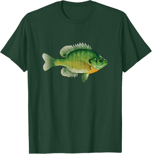 Bluegill Fishing Illustration Bream Freshwater Fish Graphic T-Shirt - T-Shirt | Forest