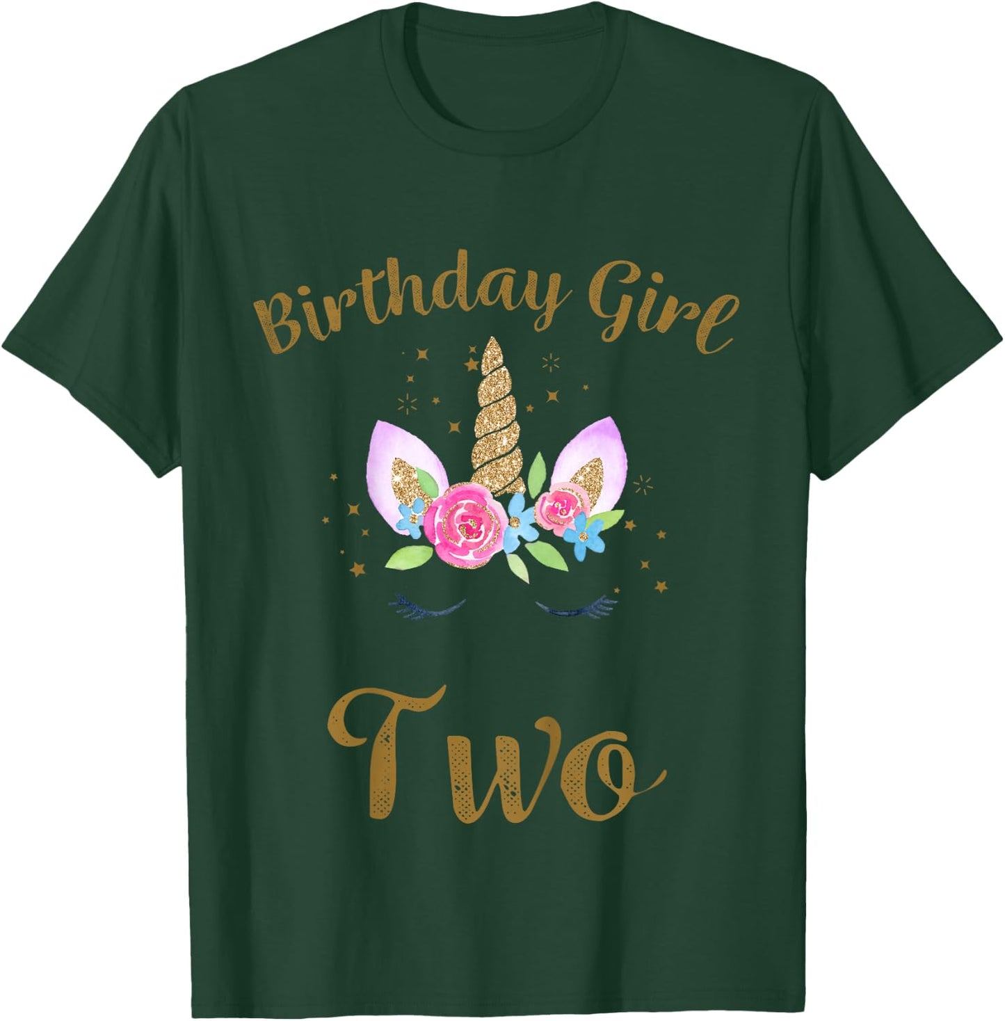 Kids 2nd Birthday Girl Unicorn Shirt Second Birthday Outfit T-Shirt - T-Shirt | Forest