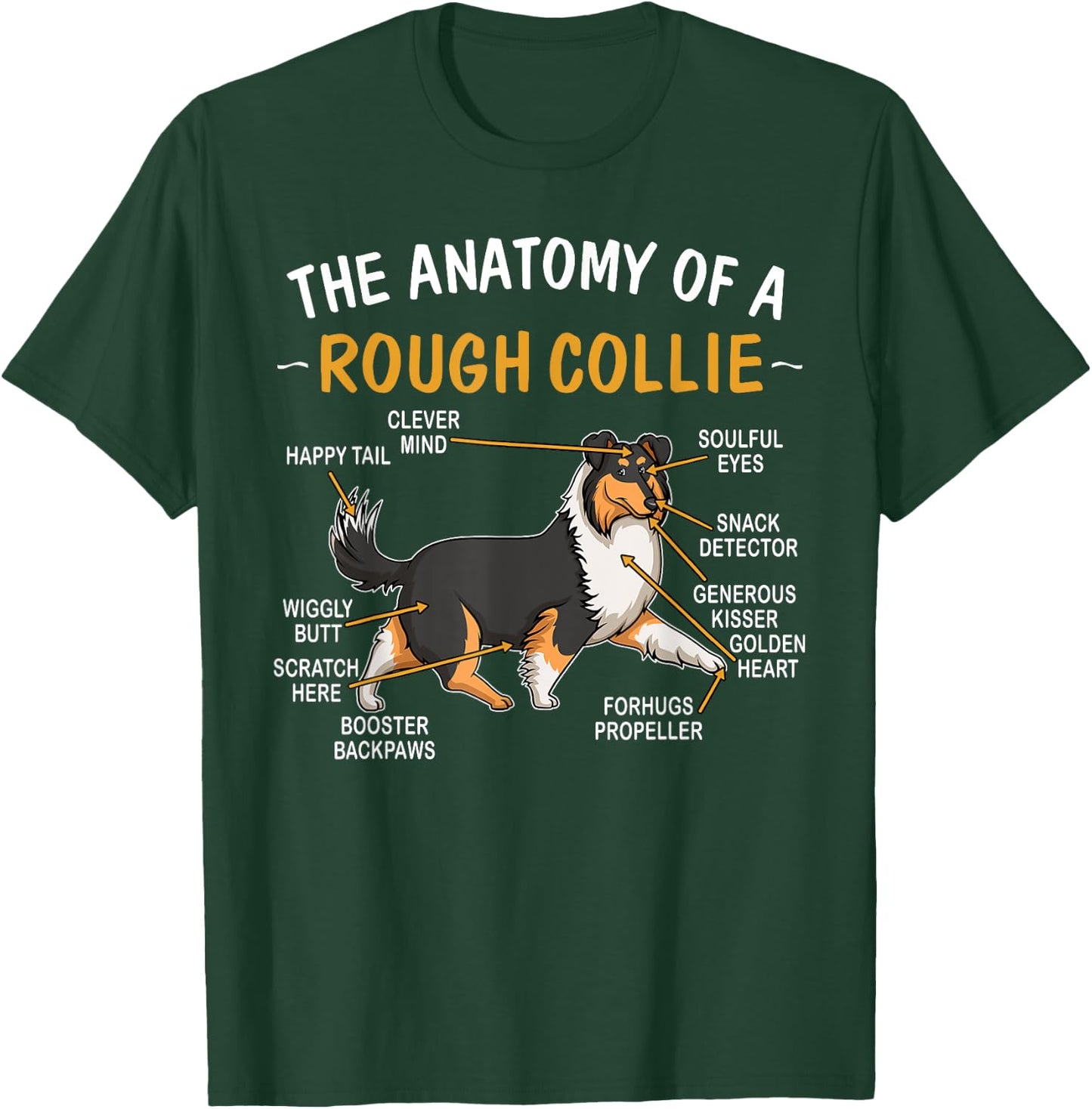 Funny Anatomy Of A Rough Collie For Dog Lovers T-Shirt - T-Shirt | Forest