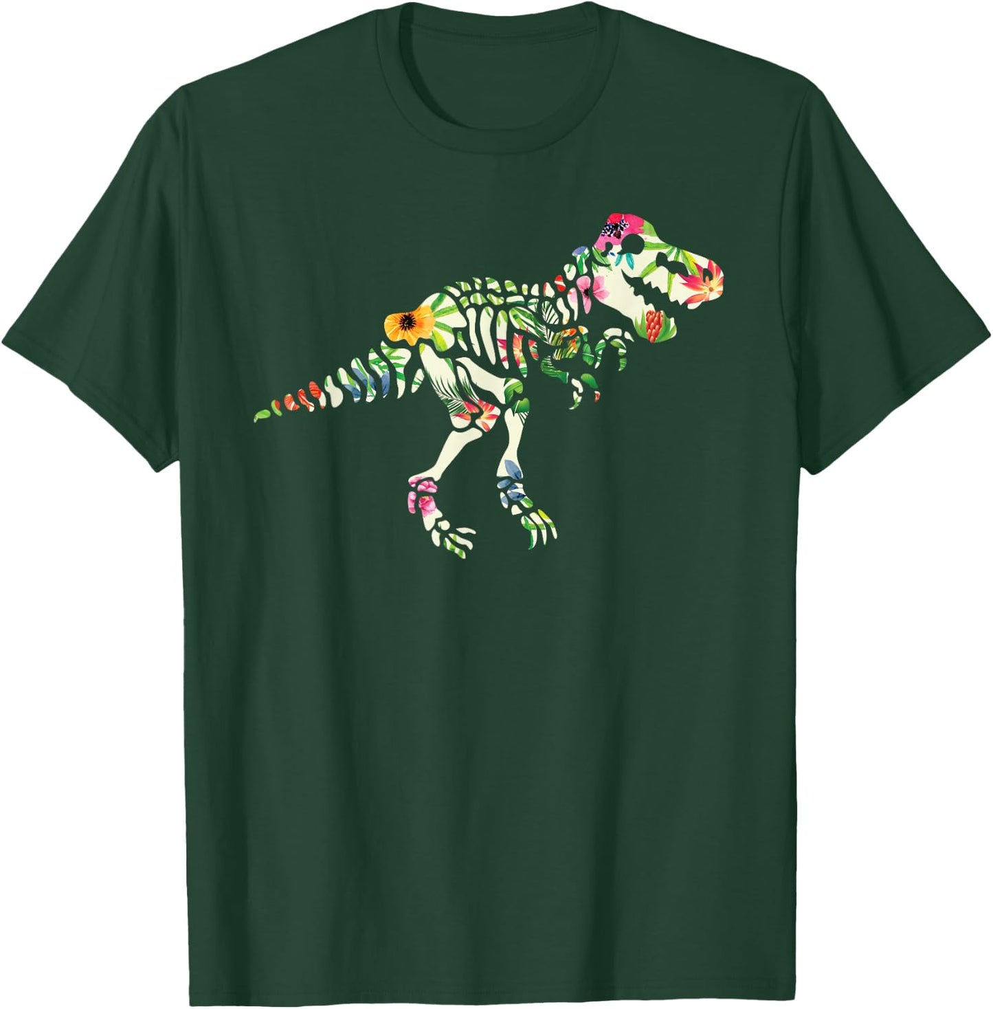 Tropical Hawaiian Floral T-Rex, Design Gift Dino lovers T-Shirt - T-Shirt | Forest