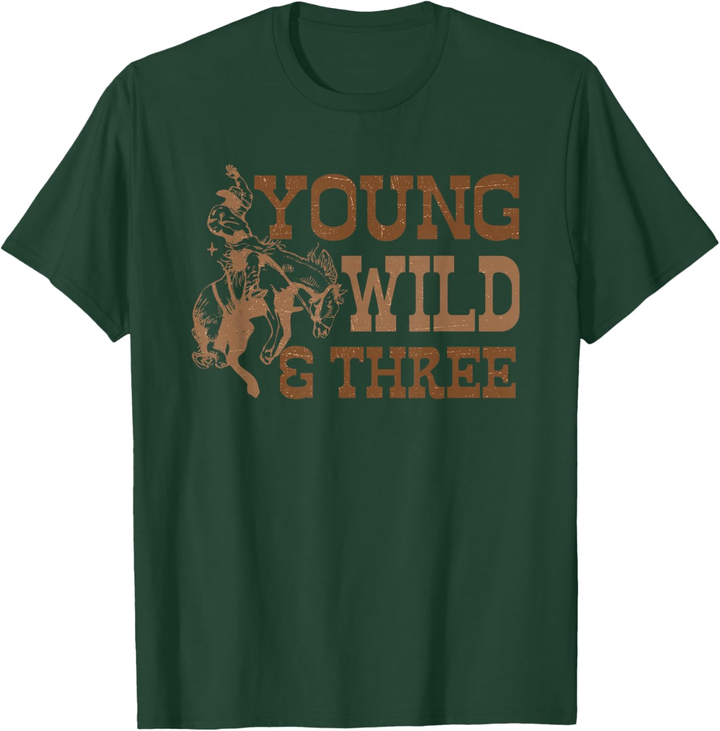 3rd Birthday Boy Cowboy Young Wild & Three Year Old Western T-Shirt - T-Shirt | Forest