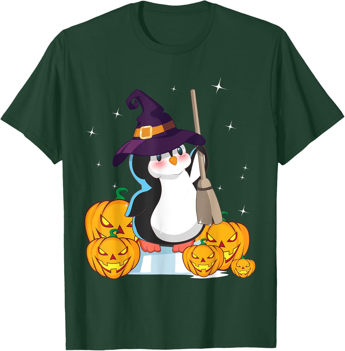 Cute Penguin Witch Wizard Pumpkin Easy Halloween Costume T-Shirt - T-Shirt | Forest