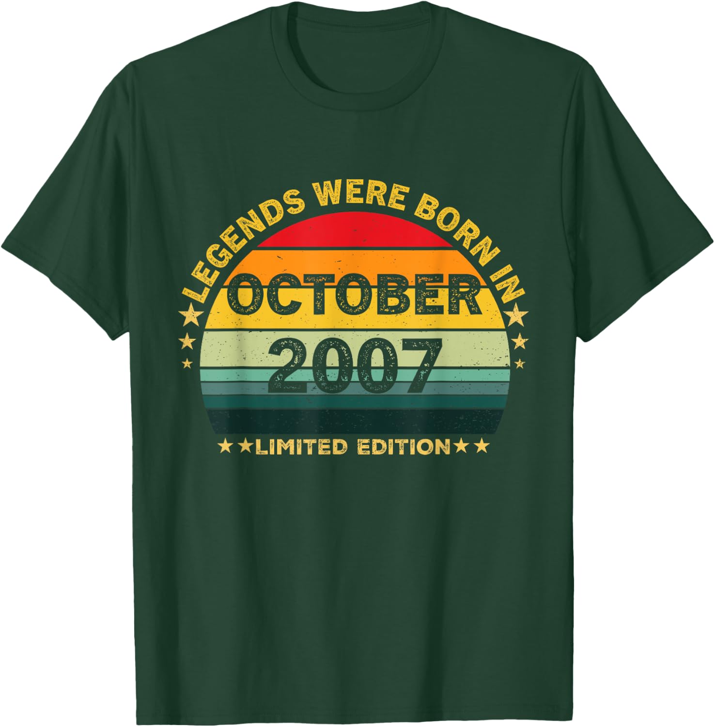 Vintage 17th Birthday Legends Were Born In October 2007 T-Shirt - T-Shirt | Forest