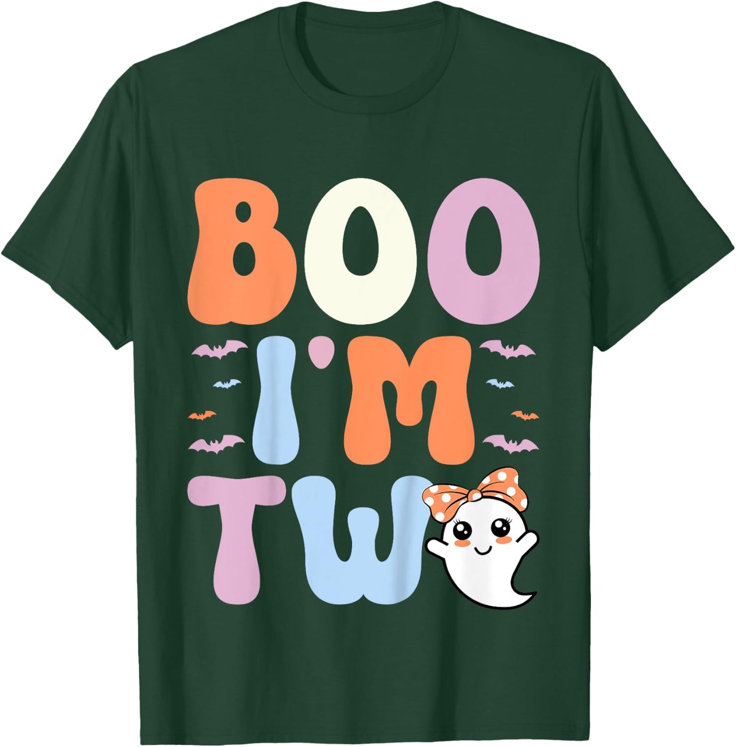 Boo I'm Two Ghost 2 Years Old 2nd Birthday Kids Halloween T-Shirt - T-Shirt | Forest