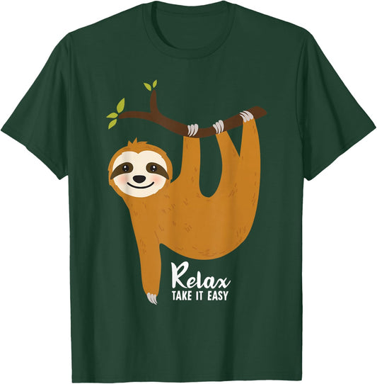 Sloth Hanging on a tree Funny Sloth Lover Relax Take It Easy T-Shirt - T-Shirt | Forest