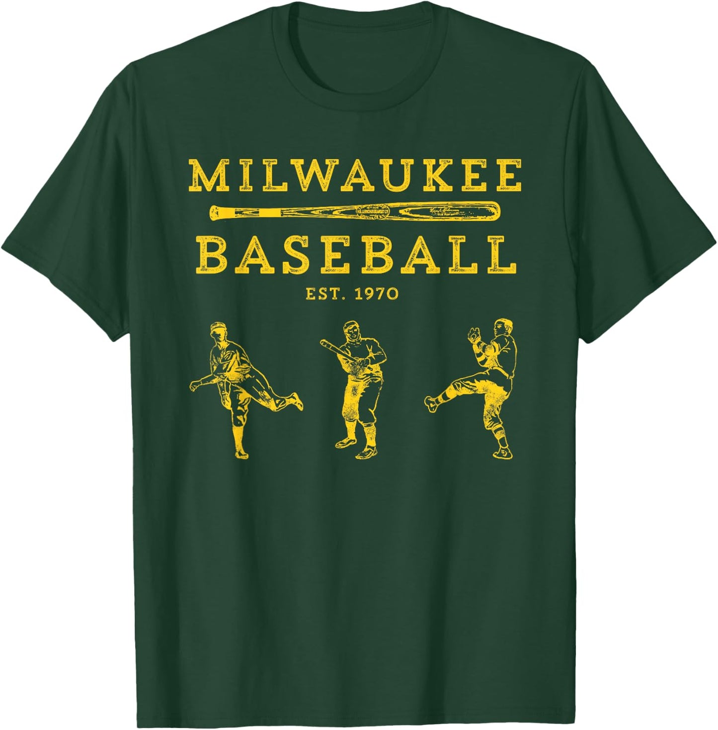 Classic Milwaukee Baseball Fan Retro T-Shirt - T-Shirt | Forest