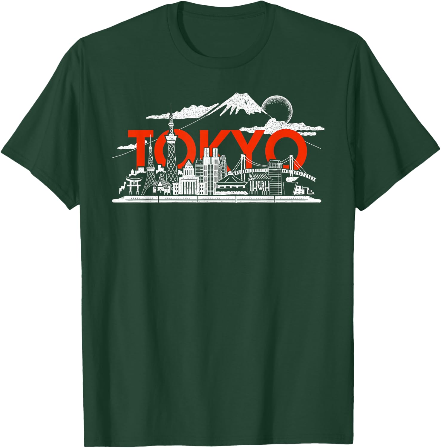Tokyo Skyline Japan Art Mt.Fuji Skytree Shinkansen Landmarks T-Shirt - T-Shirt | Forest